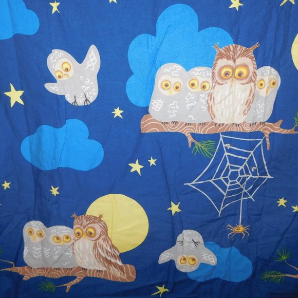 IKEA Vandring Uggla Twin Duvet Cover & Pillowcase Blue Moon Owls Clouds Spider - Picture 6 of 10